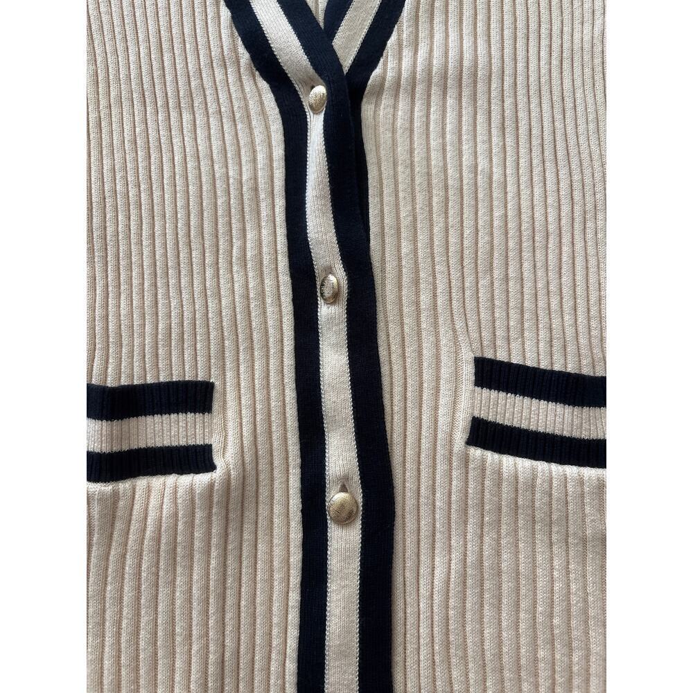 Vintage CAbi Cream Ribbed Preppy Long Cardigan Size S - Picture 6 of 7